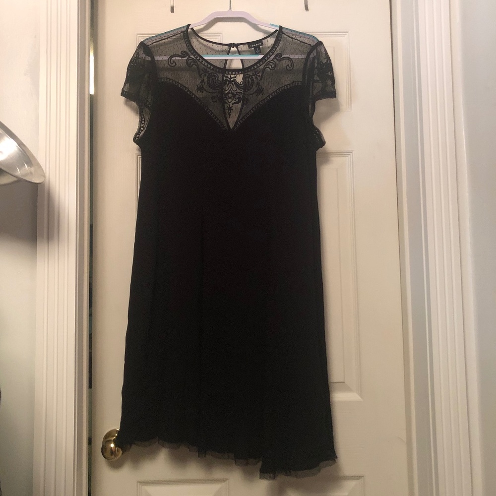 Torrid Swing Trapeze 2X Dress Black Embroidered Mesh Sweetheart Neckline